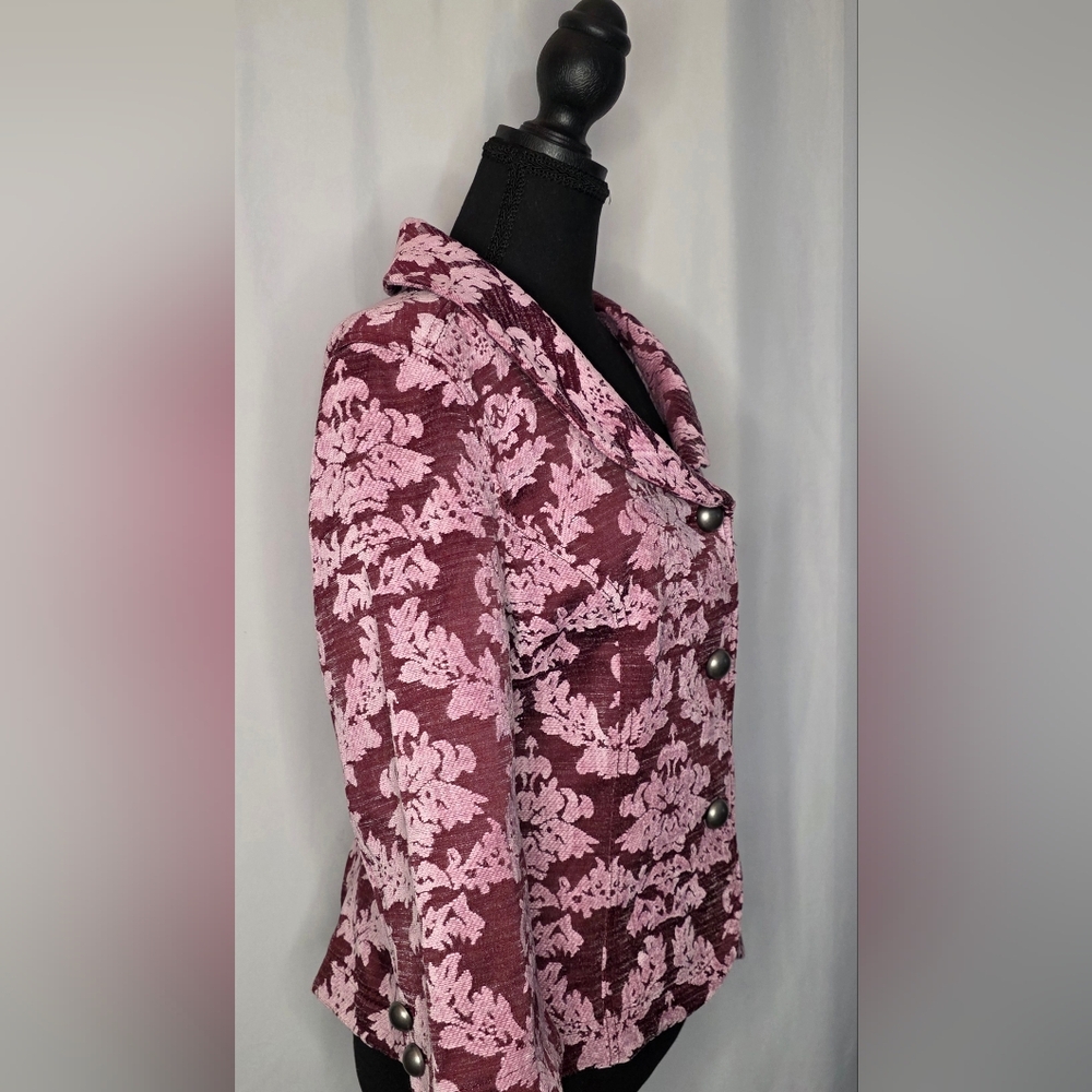Vintage DKNY Jeans Pink Jacquard Floral Y2K Blazer Jacket - Picture 6 of 8